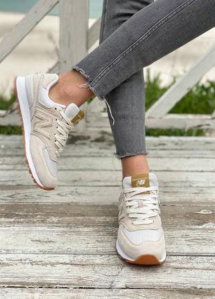 Красивейшие женские кроссовки new balance 574 beige бежевые5 фото