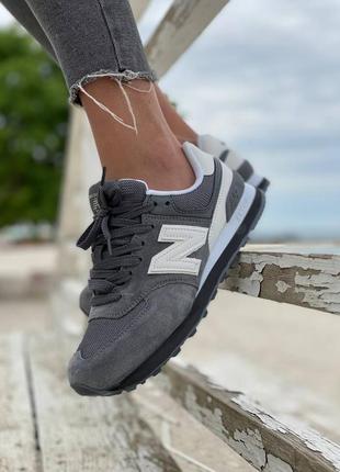 Стильні жіночі кросівки new balance 574 grey white сірі з білим9 фото