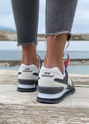 Стильные женские кроссовки new balance 574 grey white серые с белым6 фото