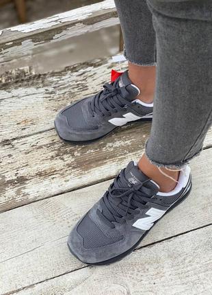 Стильные женские кроссовки new balance 574 grey white серые с белым7 фото