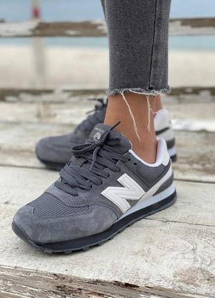 Стильні жіночі кросівки new balance 574 grey white сірі з білим3 фото