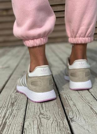 Замечательные женские кроссовки adidas iniki beige white бежевые с белым9 фото