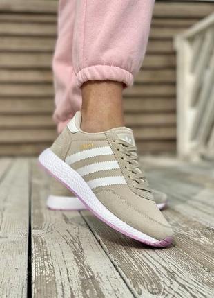 Замечательные женские кроссовки adidas iniki beige white бежевые с белым