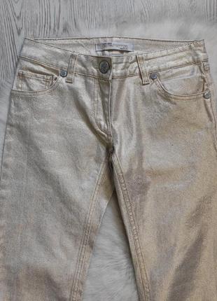 Золоті білі блискучі джинси скіні штани з напиленням низька талія посадка стрейч5 фото