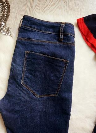 Синие джинсовые длинные шорты бриджи стрейч с подворотами низкая талия посадка супер стрейч7 фото