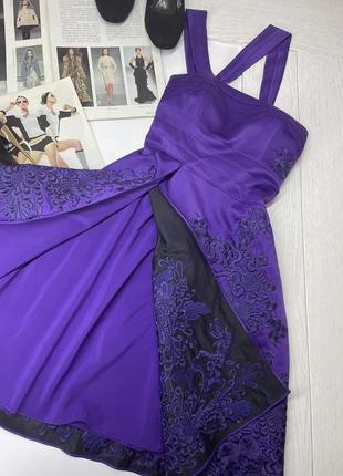 Нова фіолетова атласна сукня karen millen xs s плаття з вишивкою вечірня сукня коротке плаття із атласу