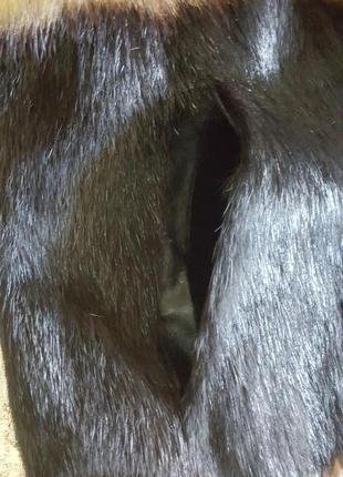 Жилет натуральный полностью и черный мех -фретки (канадский соболь) разм36-388 фото