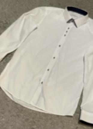 Фирменная,белая ,коттоновая рубашка florenzo2 фото