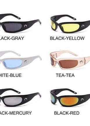 Спортивні дзеркальні окуляри колір трендові жіночі стильні чоловічі сонцезахисні moon велоспорту 2023 y2k 90 20009 фото