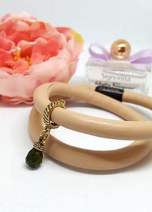 Кулон подвеска на шнурок, жгут или браслет "зеленый кристалл" pilgrim ручная работа дания