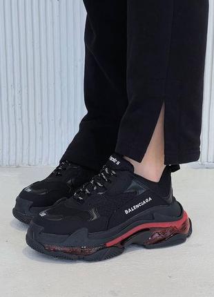 Кросівки у стилі balenciaga triple s clear sole red/black