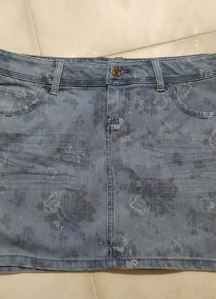 Незвичайна спідниця джинсова квітковий принт