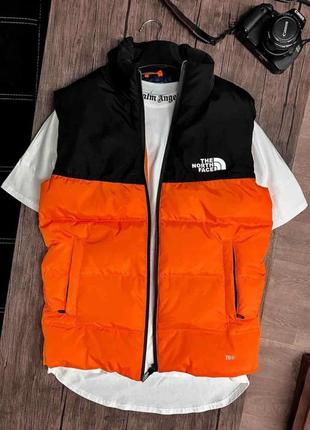 Мужская жилетка the north face черная с оранжевым / брендовые мужские жилеты 2023