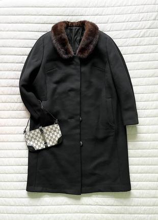 Пальто з хутром норка чорне вільне вовна ретро maris купити ціна3 фото