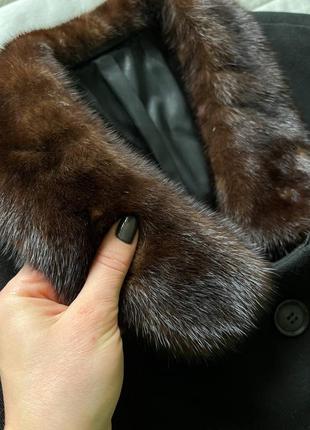 Пальто с мехом норка черное свободное шерсть ретро maris купить цена2 фото