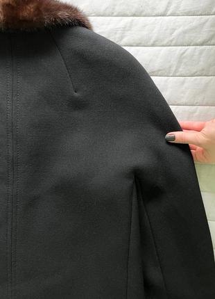 Пальто с мехом норка черное свободное шерсть ретро maris купить цена7 фото
