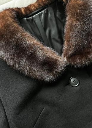 Пальто с мехом норка черное свободное шерсть ретро maris купить цена9 фото