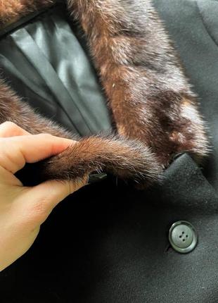 Пальто с мехом норка черное свободное шерсть ретро maris купить цена8 фото