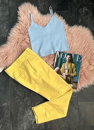 Стильні брючки zara (зі стрілочками) зефірно -жовтого кольору