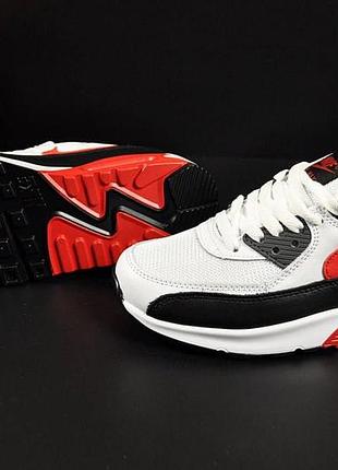 👟кроссовки женские nike air max 90 white &amp; black &amp; red👟