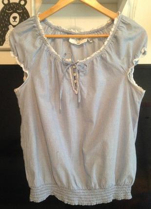 Блуза без рукава в смужку з мереживом2 фото