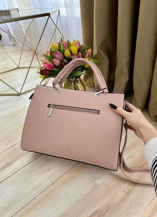 Стильна сумка/сумочка жіноча рожева пудра квадратна під формат а4 на 2 відділи2 фото