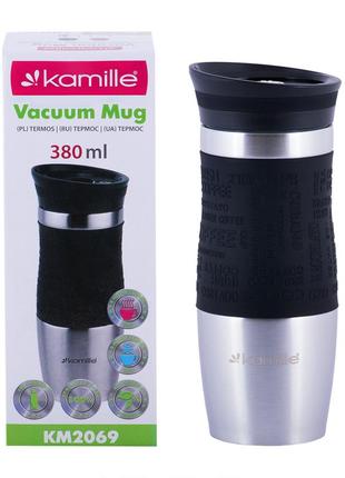 Термокружка kamille km-2069 380мл чорна4 фото