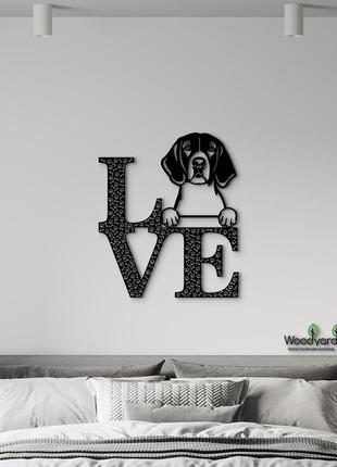 Декоративное панно из дерева. декор на стену. love&bones  американский фокстерьер. 20 x 23 см