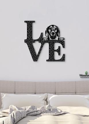 Декоративне панно з дерева. декор на стіну. love&bones  американський фокстер'єр. 20 x 20 см1 фото