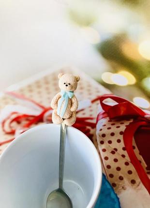 Ложка с декором из полимерной глины «мишутка» или « чашечка на ложечке»