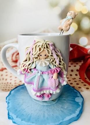 Ложка с декором из полимерной глины «мишутка» или « чашечка на ложечке»