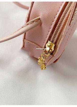 Детская сумка для девочки подарок сумочка розовая котик с блестками6 фото