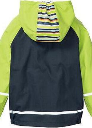 Детский дождевик полиуретан без утеплителя, куртка,черная с салатовым грязепруф, lupilu 110-1162 фото