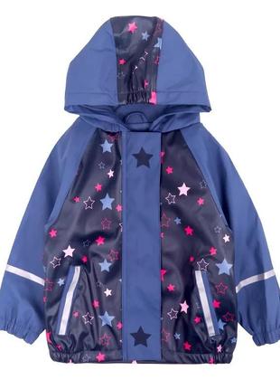 Детский дождевик на флисе, куртка, синяя звезды, грязепруф, lupilu 86-923 фото