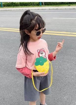 Детская сумка для девочки подарок сумочка желтая клубника4 фото