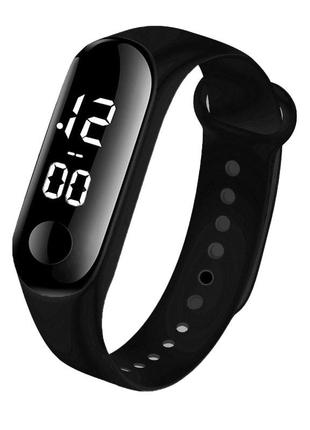 Детские сенсорные электронные часы с  браслетом  водонепроницаемые черный