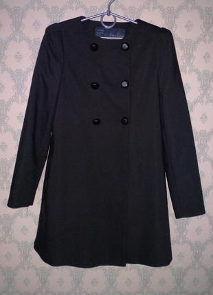 Женское черное пальто демисезон zara basic