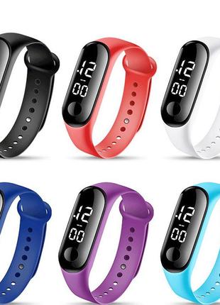 Детские сенсорные электронные часы с браслетом  водонепроницаемые синий