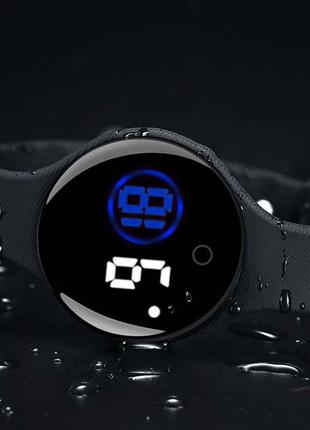 Світлодіодний сенсорний електронний годинник із великими цифрами водонепроникний блакитний4 фото