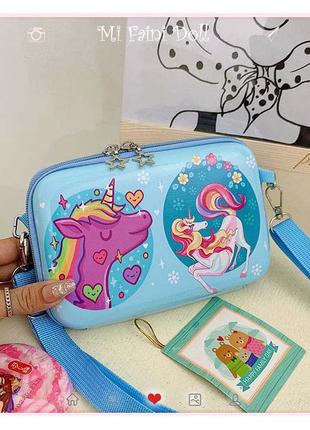 Дитяча сумочка для дівчаток герої одноріг unicorn блакитна