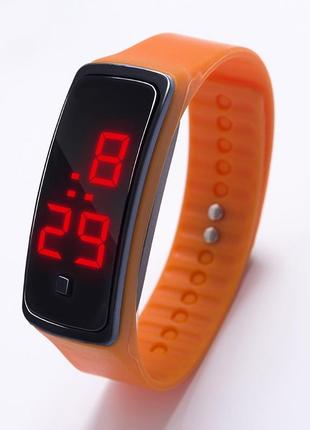 Спортивные силиконовые часы-браслет led оранжевые sw2-08