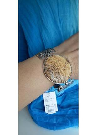 Шикарный серебряный браслет с  яшмой калахари6 фото