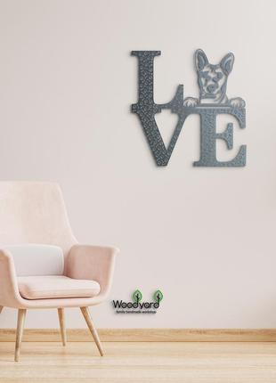 Панно love&bones басенджи 20x20 см - картины и лофт декор из дерева на стену.9 фото