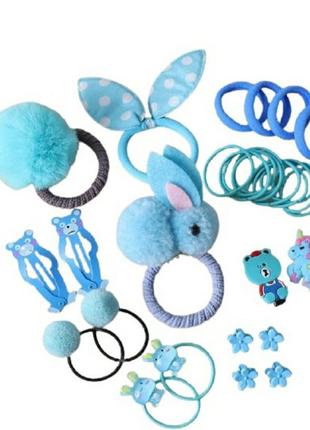Набір дитячих шпильок гумок прикрас подарунок для дівчинки з сумочкою 192 фото