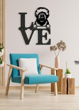 Декоративне панно з дерева. декор на стіну. love&bones  аффенпінчер. 20 x 23 см