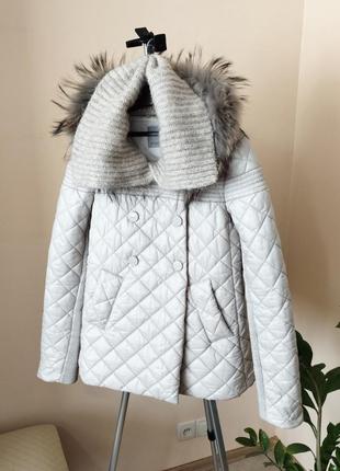 Pinko италия оригинал куртка с натуральным мехом и воротником альпаки3 фото