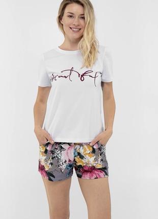 Бавовняна піжама жіноча хлопкова футболка та шорти ellen