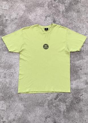 Stussy logo green tee shirt чоловіча футболка стуссі зелена рідкісна вінтаж розмір l