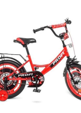 Kmy1646 велосипед детский 16 дюймов original boy, красно-черный, звонок, дополнительные колеса prof12 фото