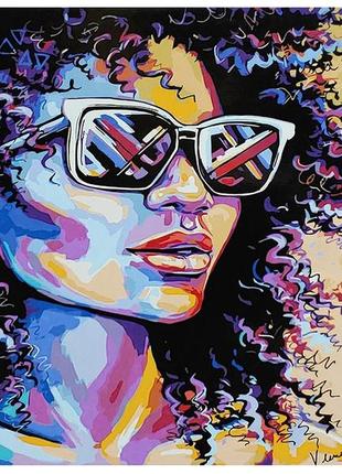 Sy6872 картина за номерами — екзотична дівчина в окулярах, 40х50 см тм strateg